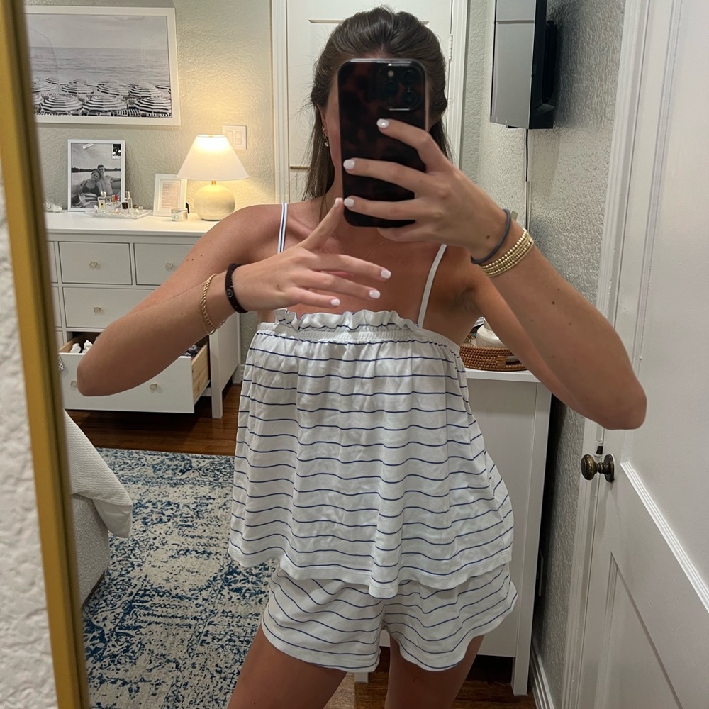 LAKE Pjs Pima Ruffle Shorts Set
